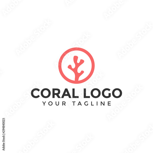 Simple Circle Coral Logo Design Template