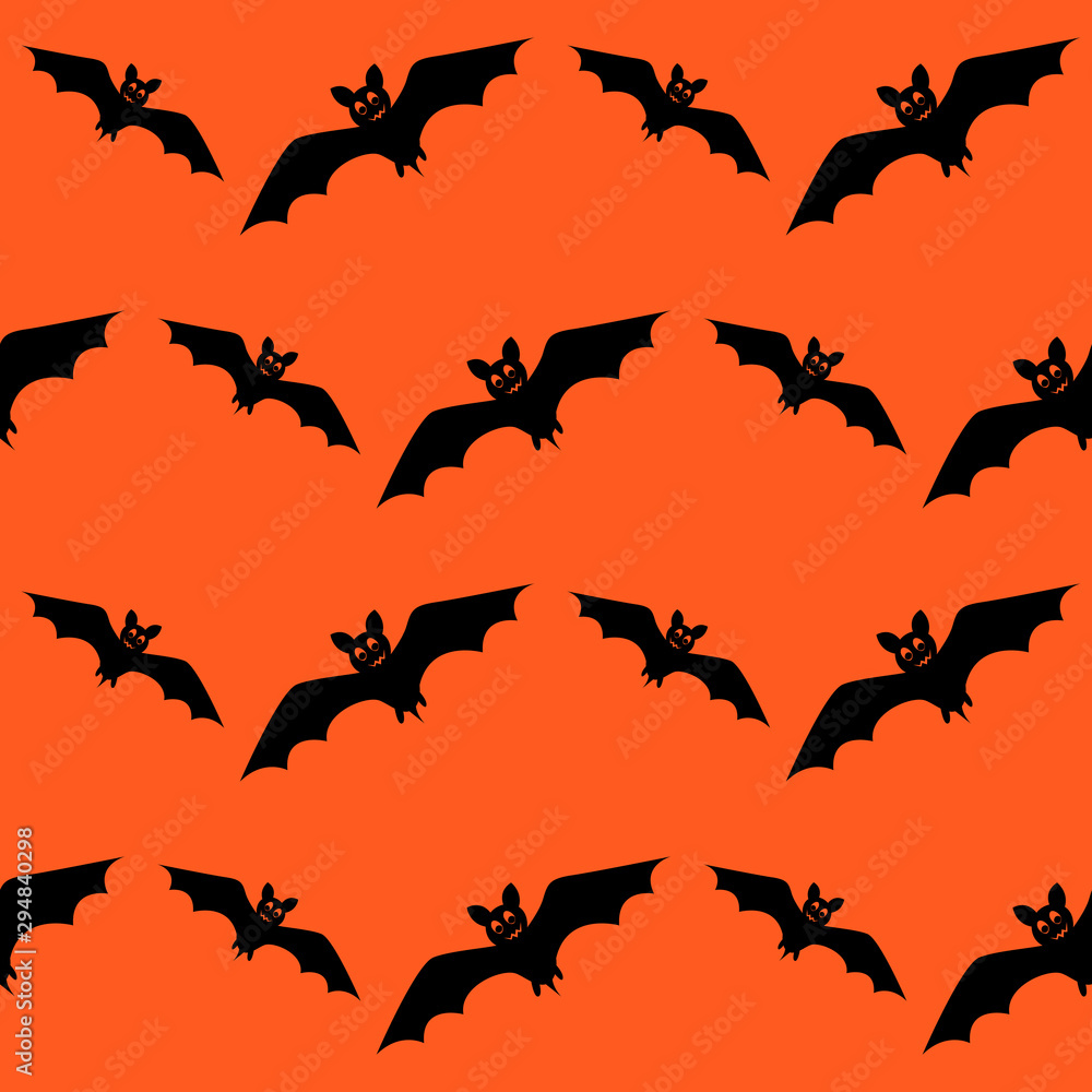 Bats vector seamless pattern. Black silhouettes of seamless texture. Halloween.
