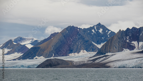 Glacier, ice, glacier front the landscape of Spitsbergen