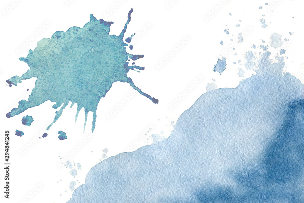 Obraz premium Watercolor stain, blot on a white background. Abstract cloud. Closeup watercolor texture for design background, template, banner.