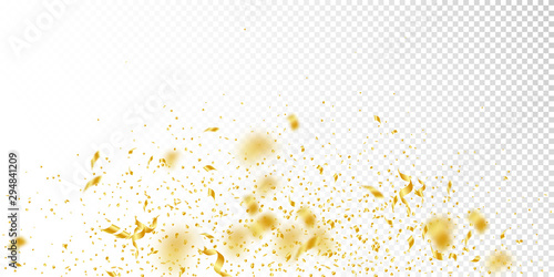 Streamers and confetti. Gold tinsel and foil ribbo
