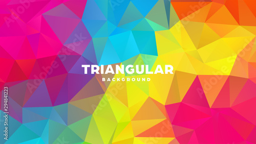 Triangle polygonal abstract geometric background. Colorful gradient design. Low poly shape banner. Vector illustration.