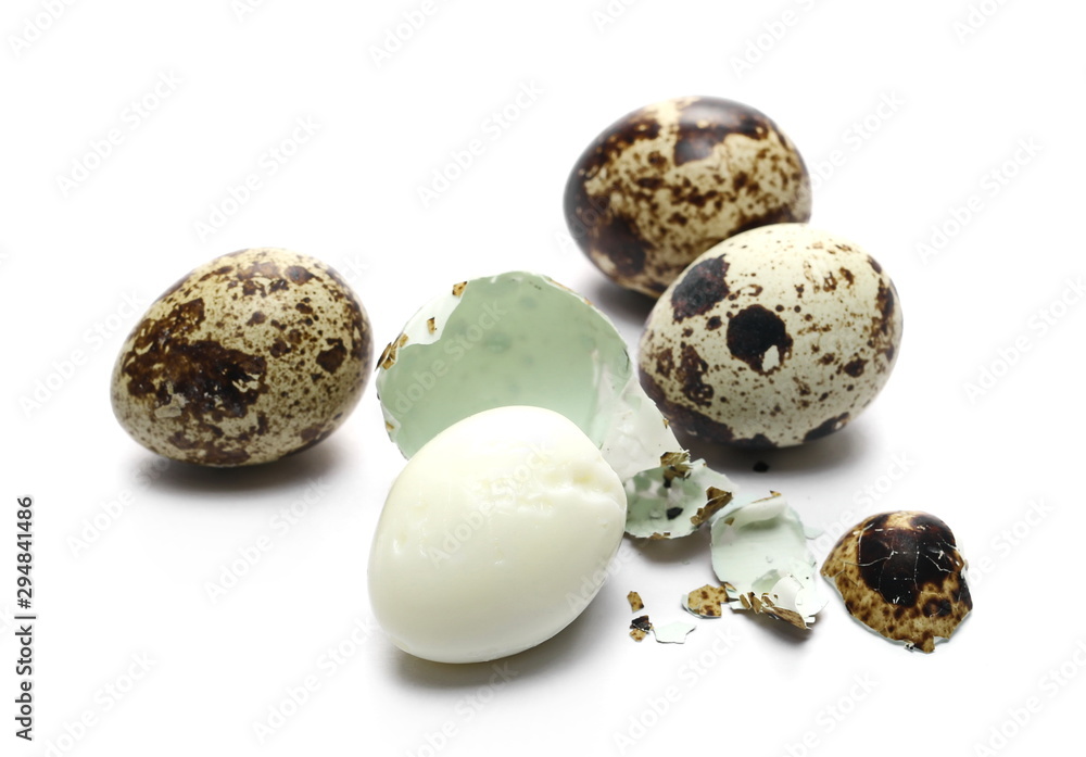 Boiled quail eggs white on white background Boiled quail eggs white on white background