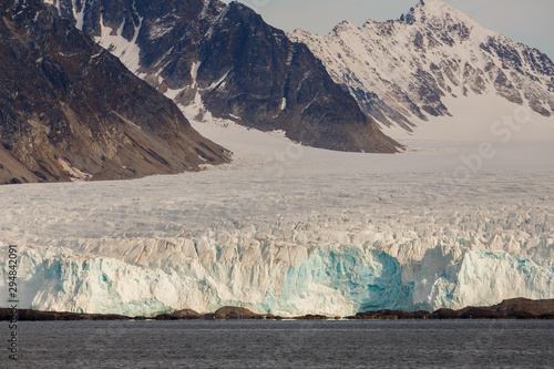 Glaciers, ice, glacier fronts morains the landscape of Spitsbergen. photo