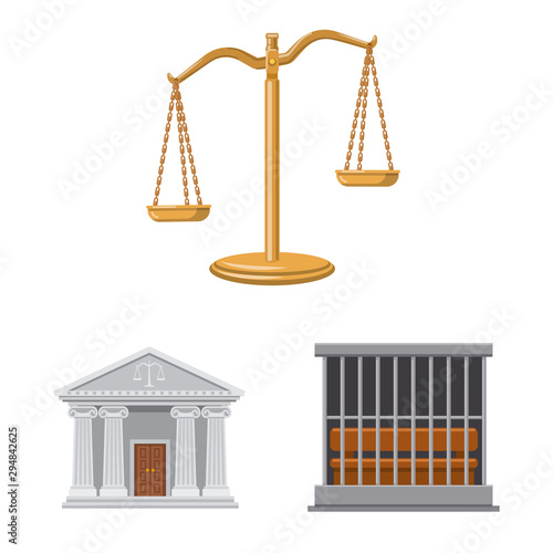 Vector design of law and lawyer sign. Collection of law and justice vector icon for stock.