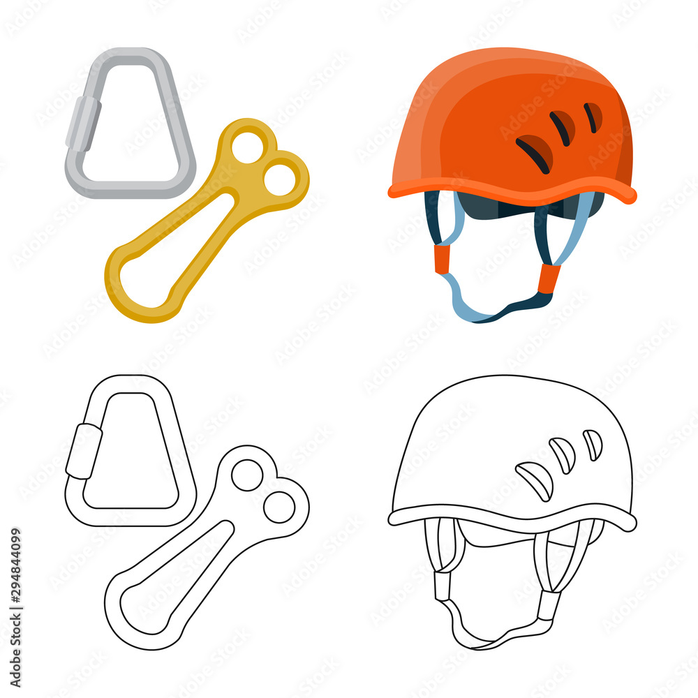 Fototapeta premium Isolated object of mountaineering and peak symbol. Collection of mountaineering and camp vector icon for stock.