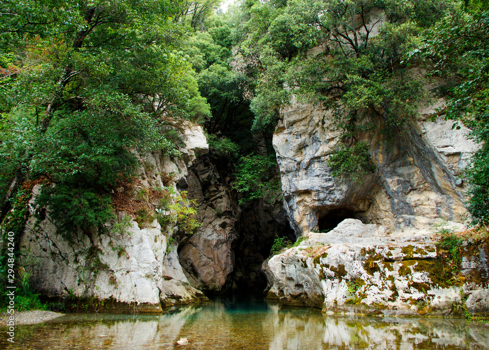 Resurgence of Sammaro River near Roscigno in Campania, italy Resurgence of Sammaro River near Roscigno in Campania, italy