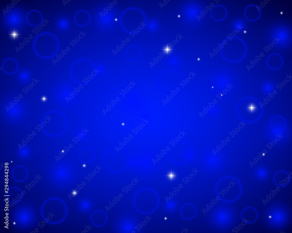 Christmas blue shiny background with snowflakes and stars