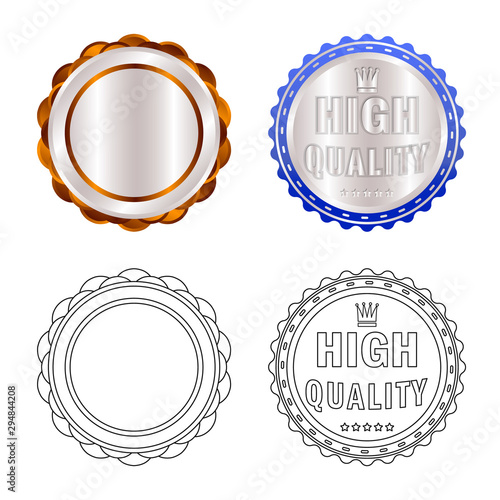 Vector illustration of emblem and badge logo. Set of emblem and sticker stock symbol for web.