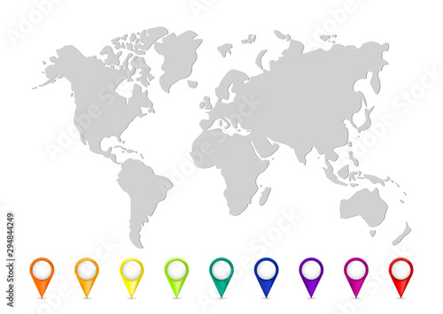 Color world map vector modern.