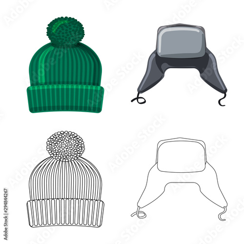 Vector design of headgear and cap icon. Set of headgear and accessory stock symbol for web.