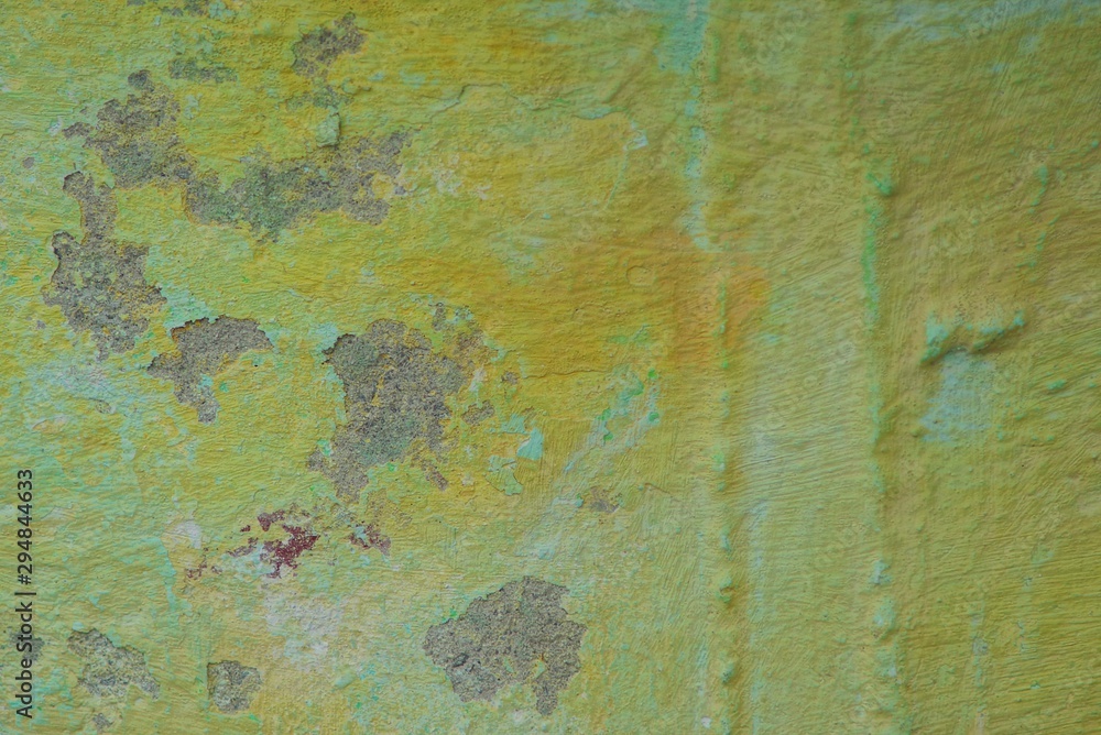 green metal background from an old shabby wall
