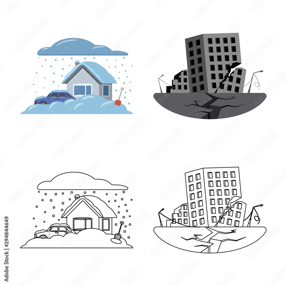 Naklejka premium Vector design of natural and disaster logo. Collection of natural and risk stock vector illustration.