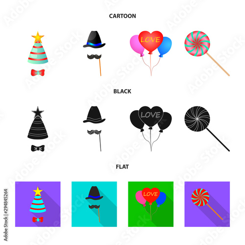 Isolated object of party and birthday icon. Collection of party and celebration vector icon for stock.