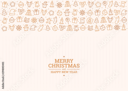 Christmas banner with outline icons