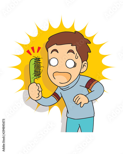 middle aged man with alopecia problem.  hair loss concept. vector illustration isolated cartoon hand drawn