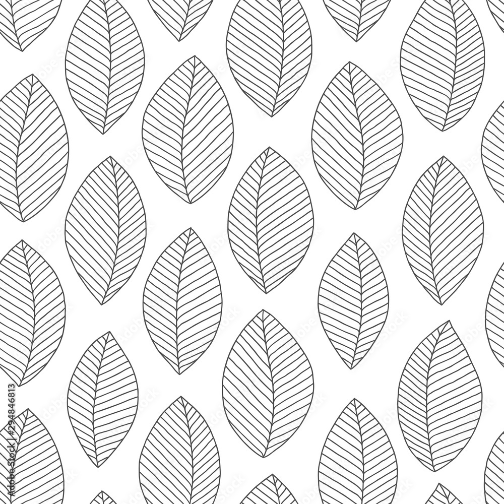 Graphic leaves seamless pattern.
