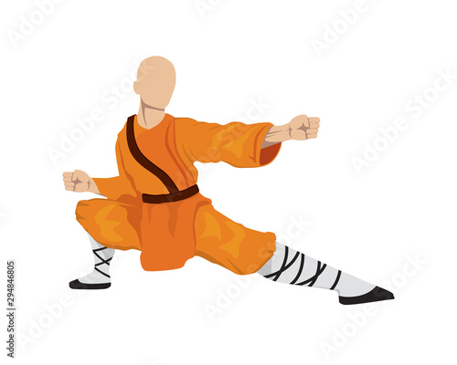 Shaoilin Monk with Kung Fu Move