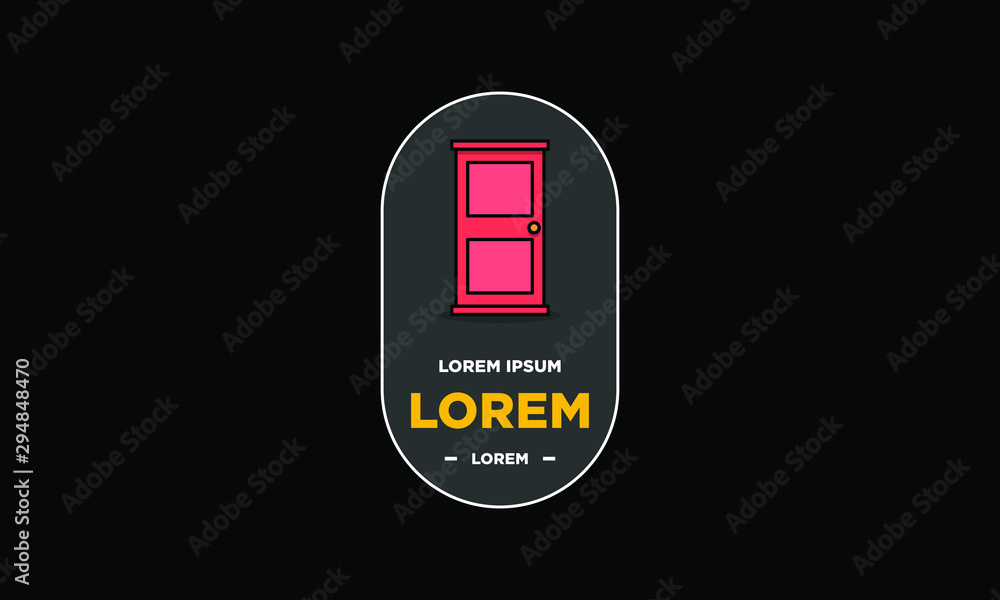 Fotografie Simple Door Badge Sticker Design Flat Style Design