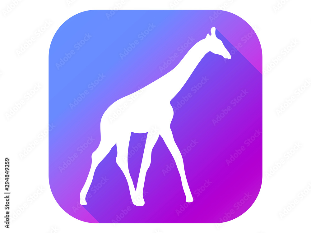 Giraffe flat icon with long shadow. Pictogram gradient color. Vector illustration Giraffe flat icon with long shadow. Pictogram gradient color. Vector illustration