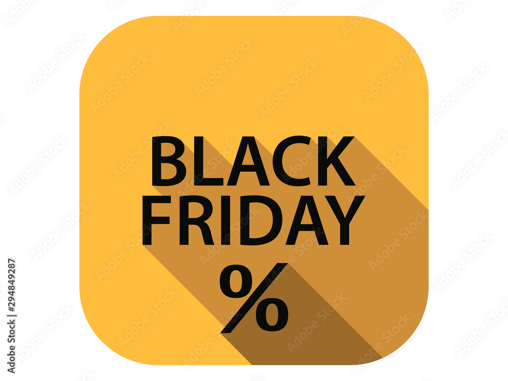 Black friday flat icon with long shadow. Sale, percent discount. Vector illustration Black friday flat icon with long shadow. Sale, percent discount. Vector illustration