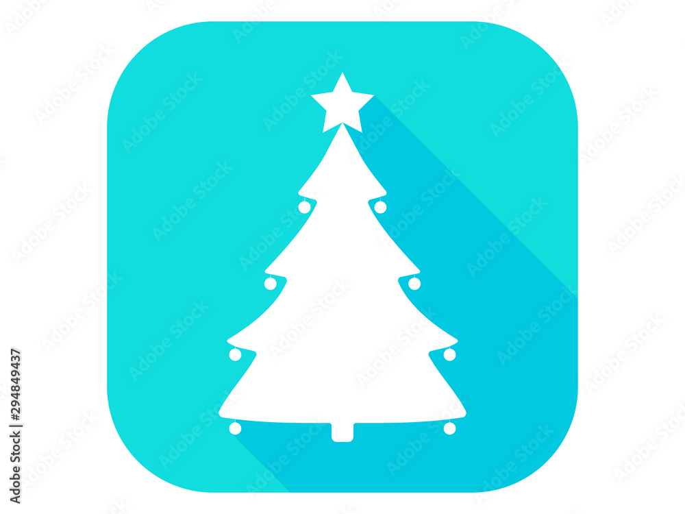 Christmas tree flat icon with long shadow. Contour of a Christmas tree with toys. Vector illustration Christmas tree flat icon with long shadow. Contour of a Christmas tree with toys. Vector illustration