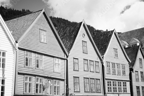 Fototapeta Naklejka Na Ścianę i Meble -  Bergen. Black and white vintage style.