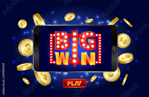 Online casino marketing banner, tap to play button.