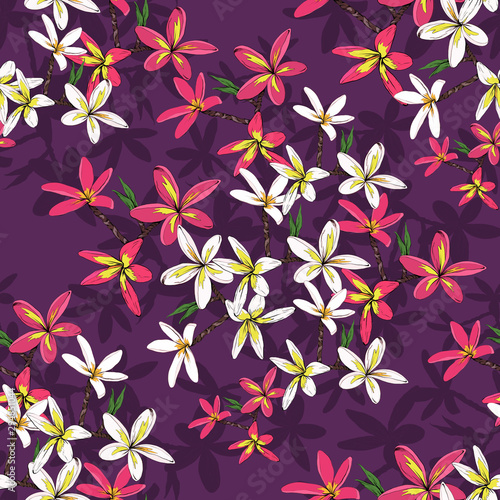 Artistic Floral Seamless Print Design. Textile repeat raport