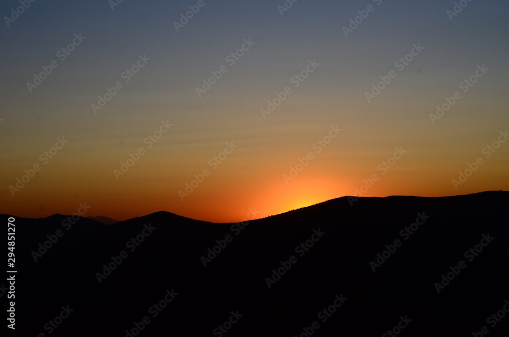 sunset in mountains