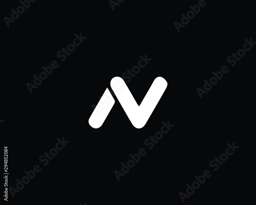 Trendy and Minimalist Letter AV NV Logo Design in Black and White Color , Initial Based Alphabet Icon Logo