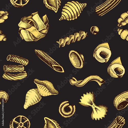 Vector illustration sketch - pasta. Pattern Italian food.