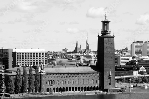 Fotografie Stockholm city. Black and white vintage style.