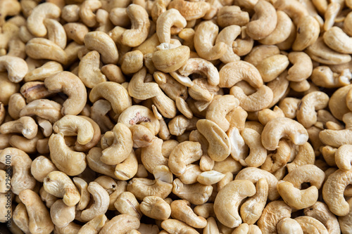 Cashew nut background. Abstract texture. Healthy food, rich in healthy fats