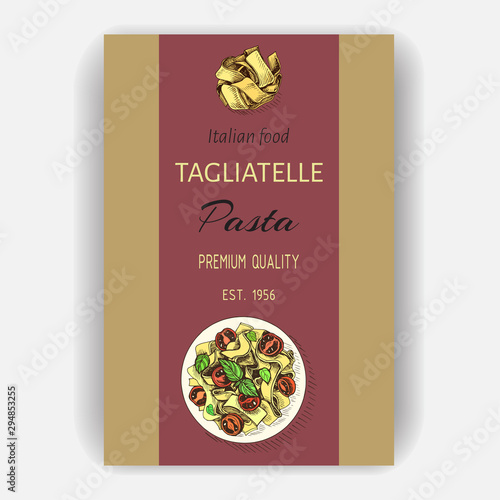 Vector illustration sketch - italian food. Pack of pasta. Fusilli.