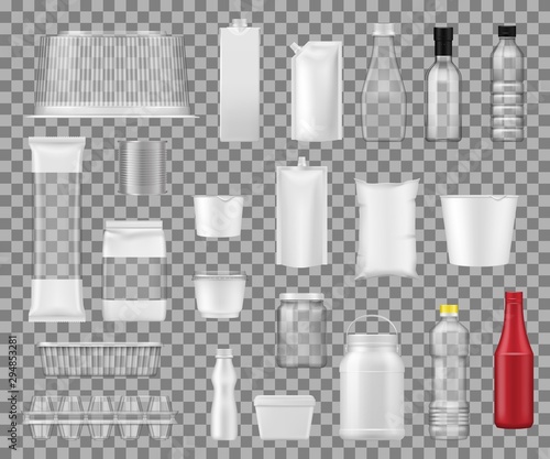 Plastic containers, food and drink packs