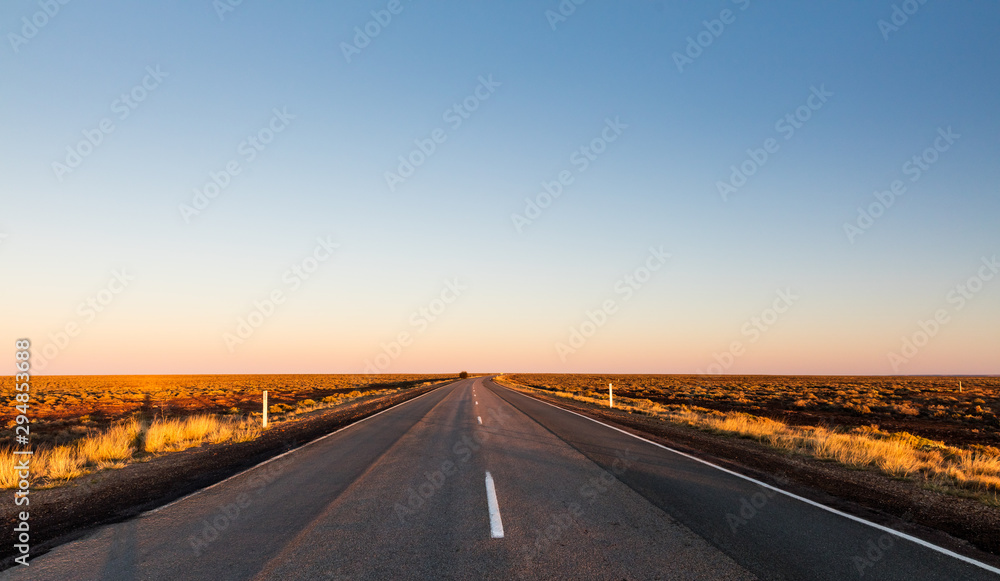 Driving on Stuart Highway in the morning Driving on Stuart Highway in the morning