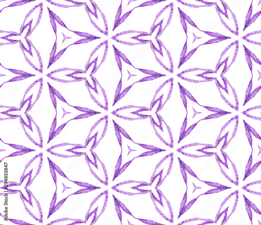 Fototapeta premium Purple tropical seamless pattern. Hand drawn water