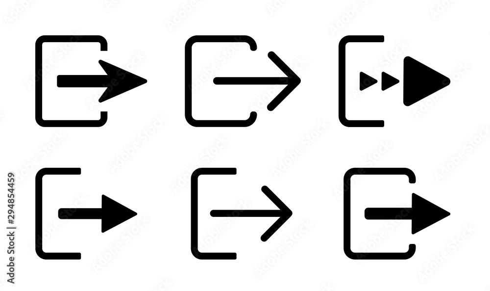 Exit Icon Set. Exit Sign Symbol Vector Illustration Stock Vector