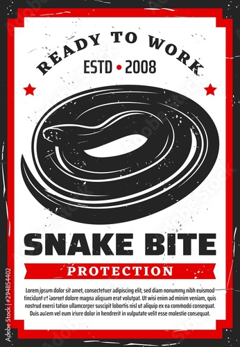 Venomous snake bites, protection measures