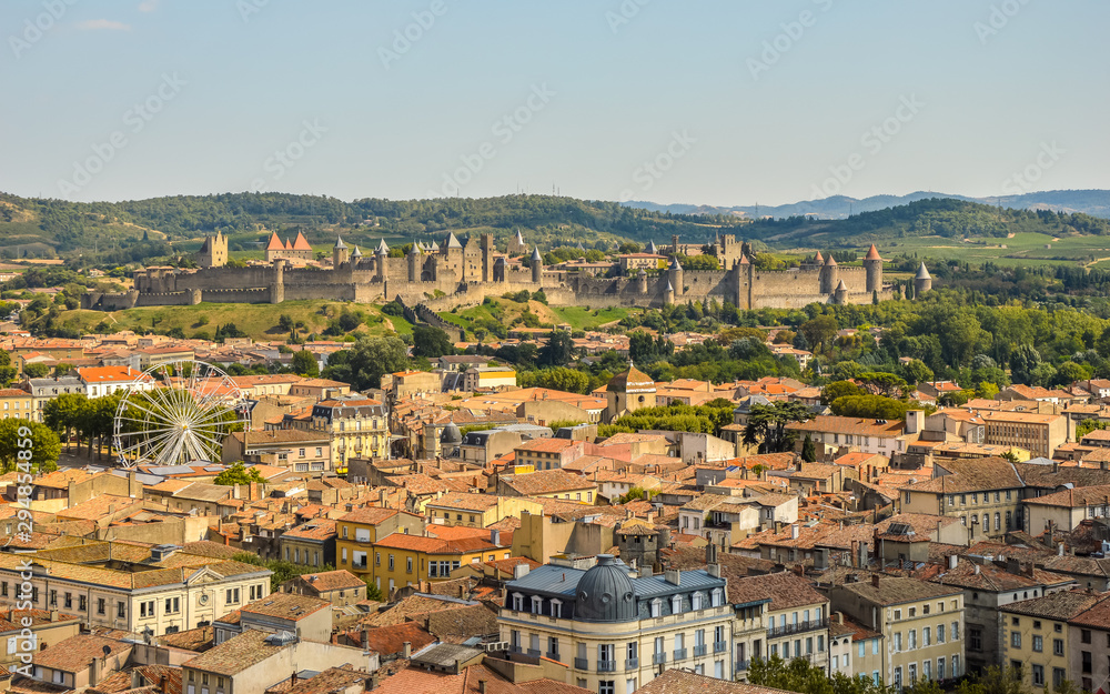 holiday, tourist, amazing, aerial, ancient, architecture, blue, building, business, carcassonne, castle, cathedral, center, church, city, cityscape, culture, downtown, europe, european, exterior, famo