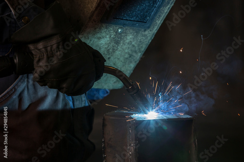 welding of metal objects in the workshop