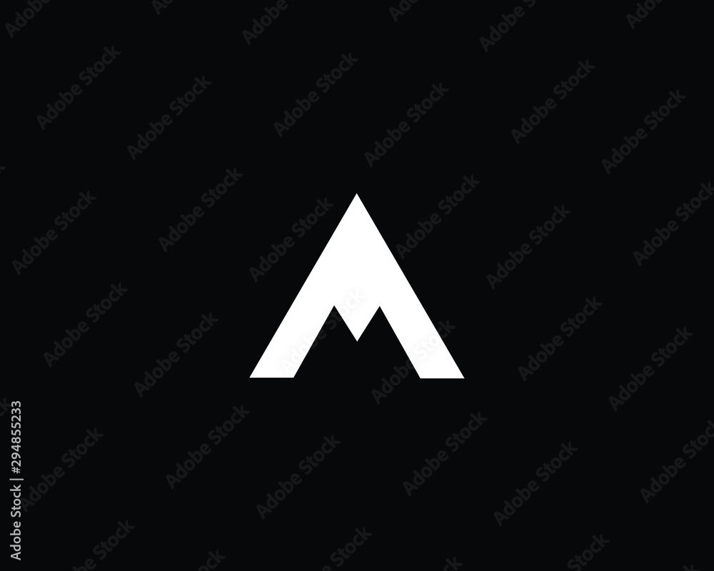 Trendy and Minimalist Letter AM MA  Logo Design in Black and White Color , Initial Based Alphabet Icon Logo