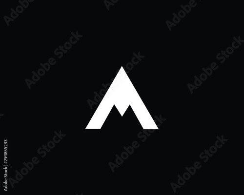 Trendy and Minimalist Letter AM MA  Logo Design in Black and White Color , Initial Based Alphabet Icon Logo