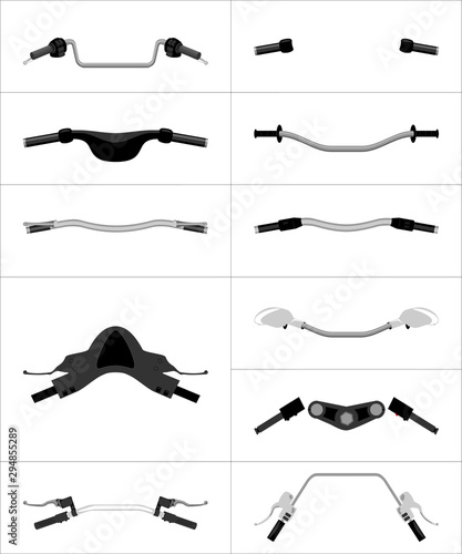 Motorcycle handle bars different view isolated on white color vector illustration