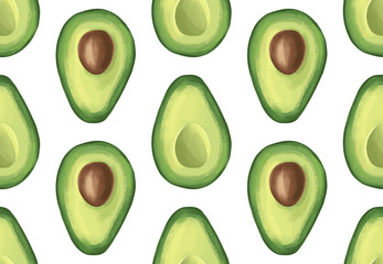 Acrylglasbilder Avocadomuster Exotisches Avocado Muster Tropenstil  © yana2607