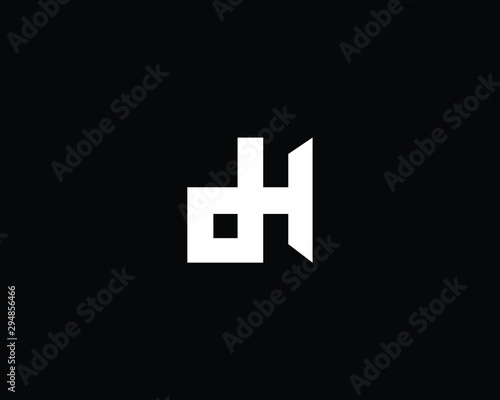 Trendy and Minimalist Letter DH Logo Design in Black and White Color , Initial Based Alphabet Icon Logo