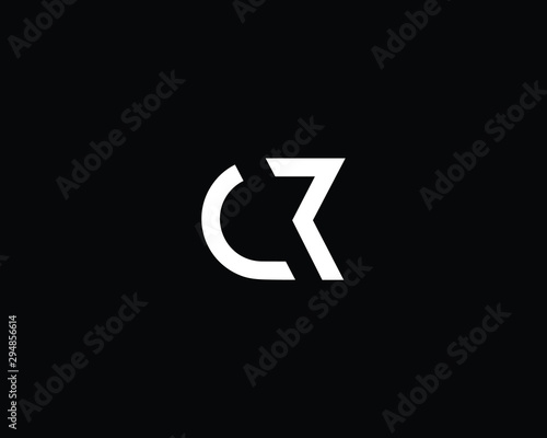 Trendy and Minimalist Letter CR Logo Design in Black and White Color , Initial Based Alphabet Icon Logo