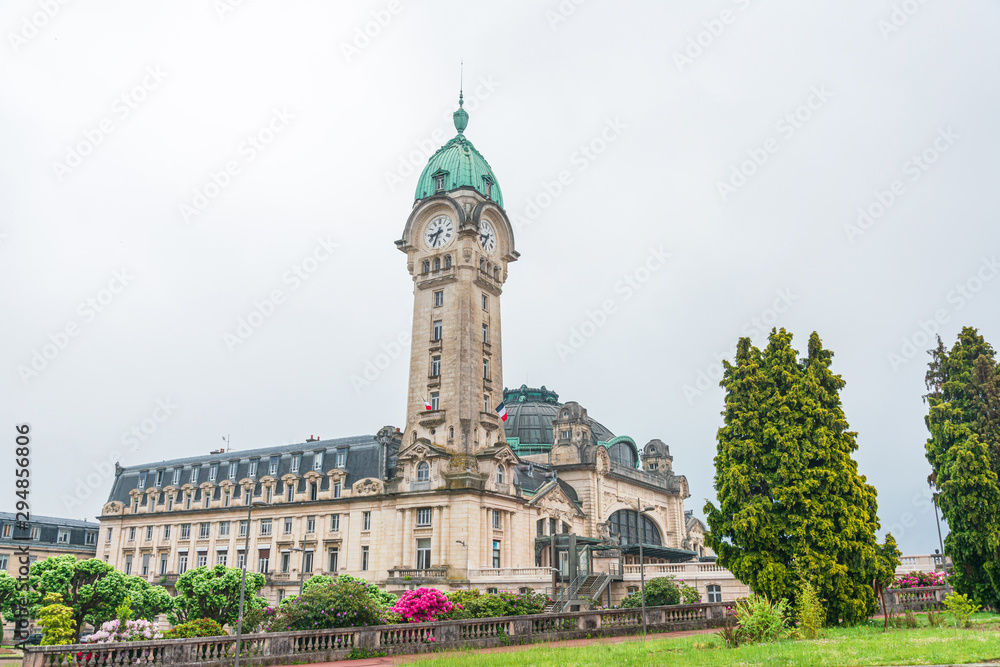 LIMOGES, FRANCE - May 8, 2018 : Main railway station of Limoges in Limoges, France.Cathedral in Limoges, France