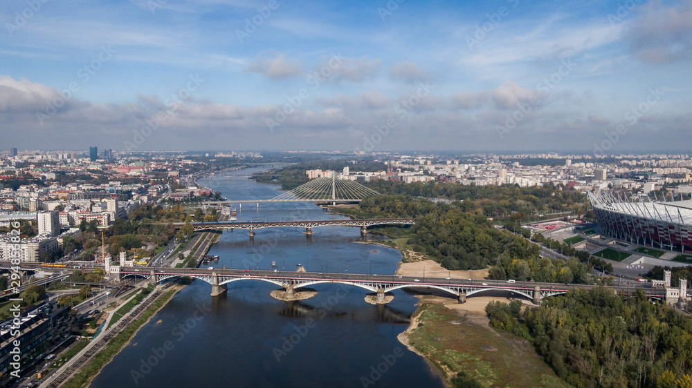 Warsaw landscape, bridges - panorama of the city